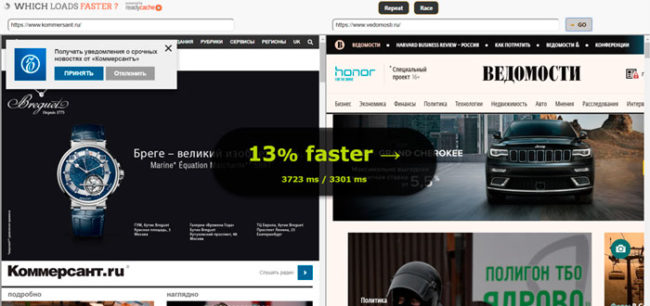 скорость загрузки сайта онлайн Which loads faster?