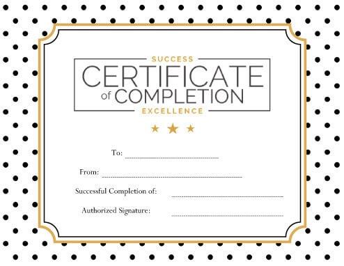 Certificate of completion template word