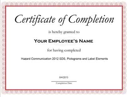 Certificate of completion template word