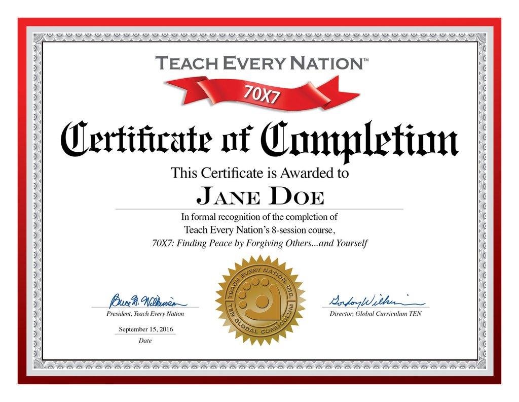 Certificate of completion template word