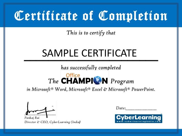 Certificate of completion template word