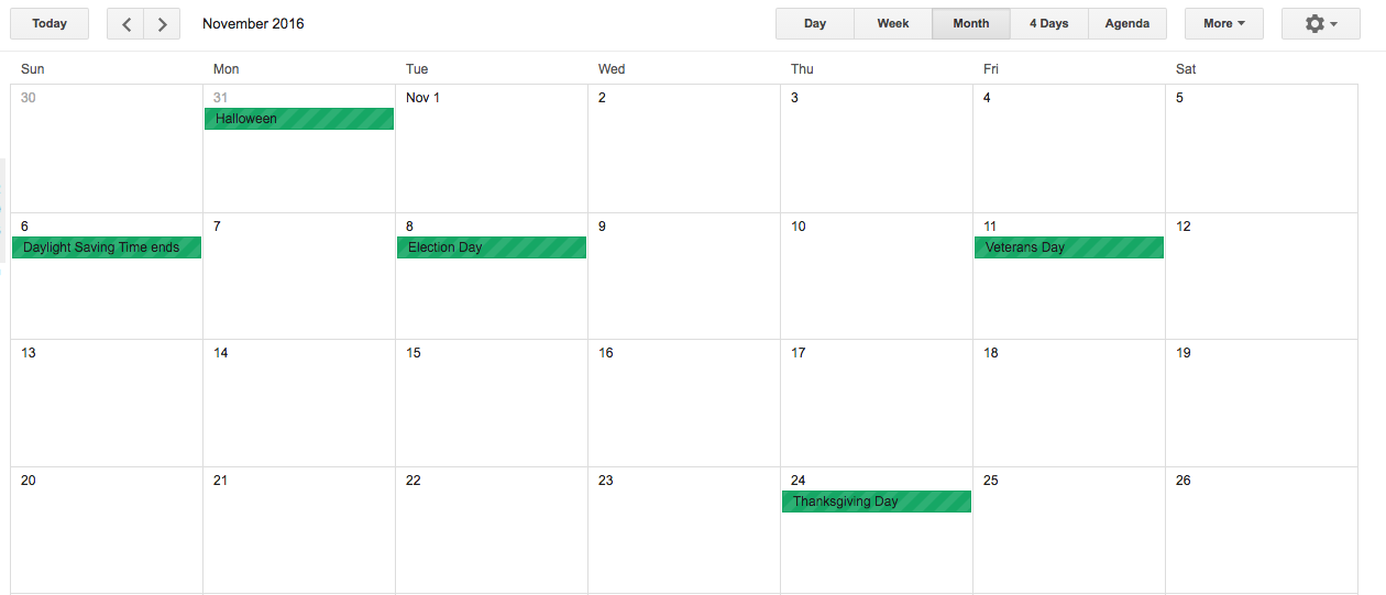 Screenshot of a modern calendaring application used to help schedule when you should journal.