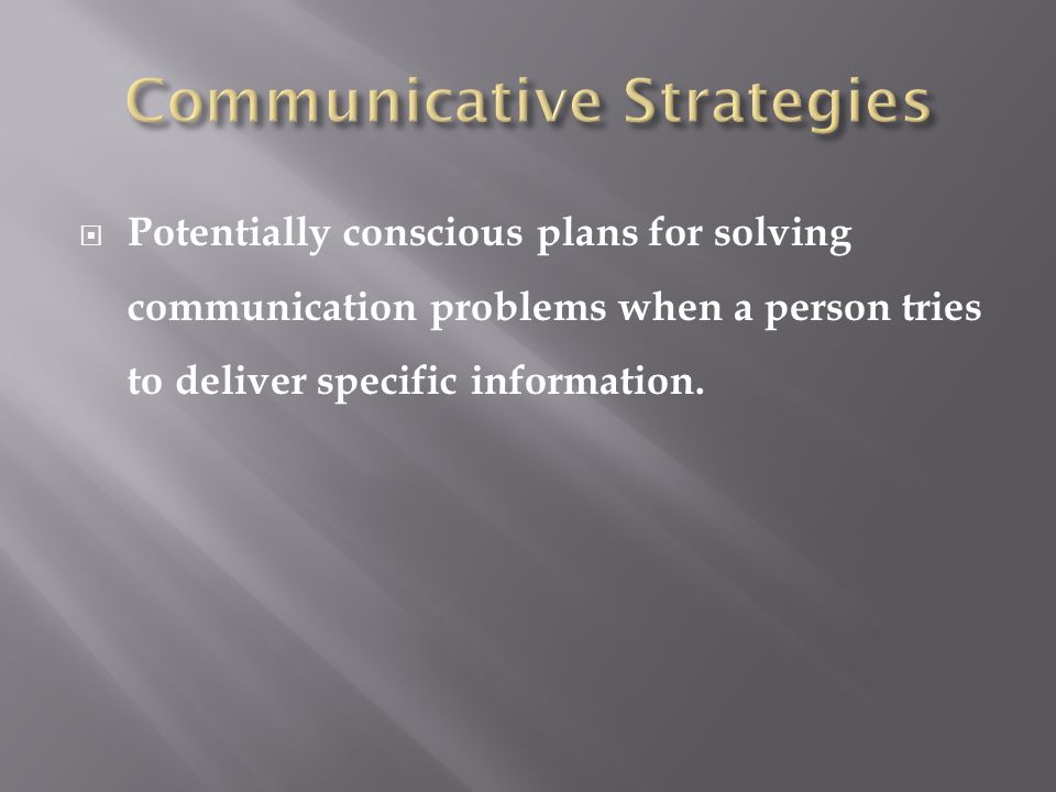  Potentially conscious plans for solving communication problems when a person tries to deliver specific information.