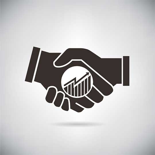 handshake shows a business joint venture agreement