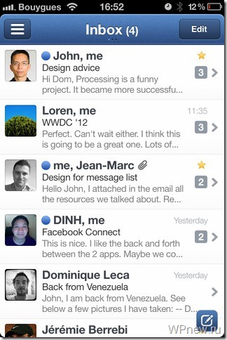 Sparrow на iPhone